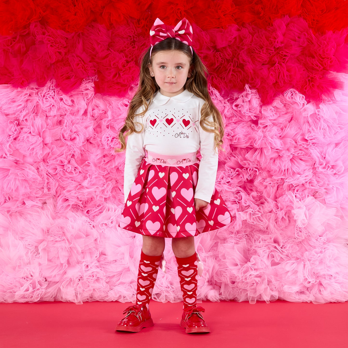 A Dee LYLA Girls Heart print skirt set