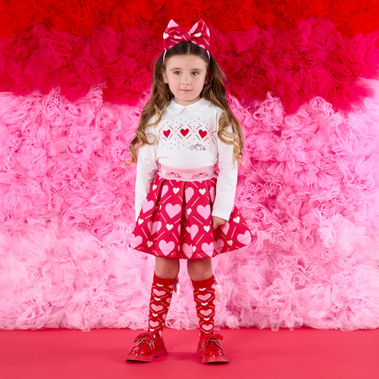 A Dee LYLA Girls Heart print skirt set