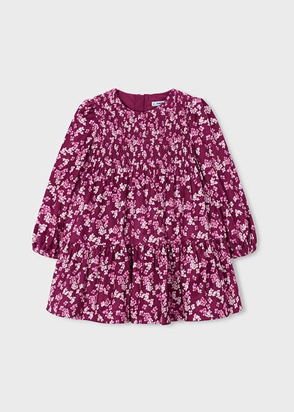 Mayoral Printed Velvet Dress Raspberry