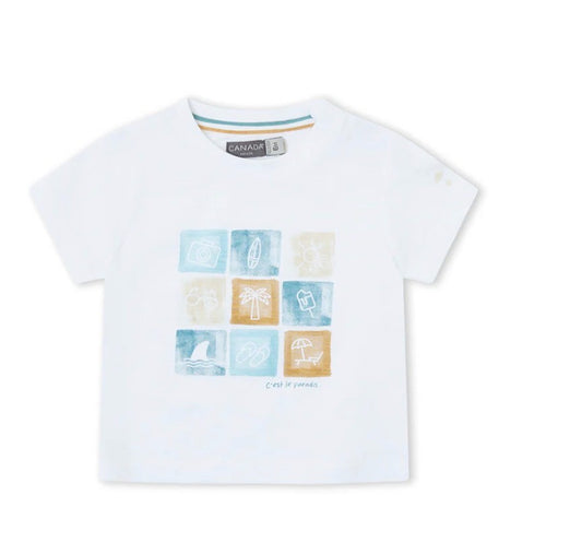 Canada House Baby Boy White T-shirt with fun logo