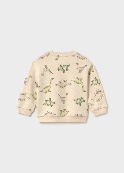 Mayoral Dino Print Sweatshirt in Cream