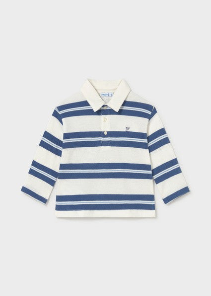 Mayoral Long Sleeved Striped Polo Top Blue