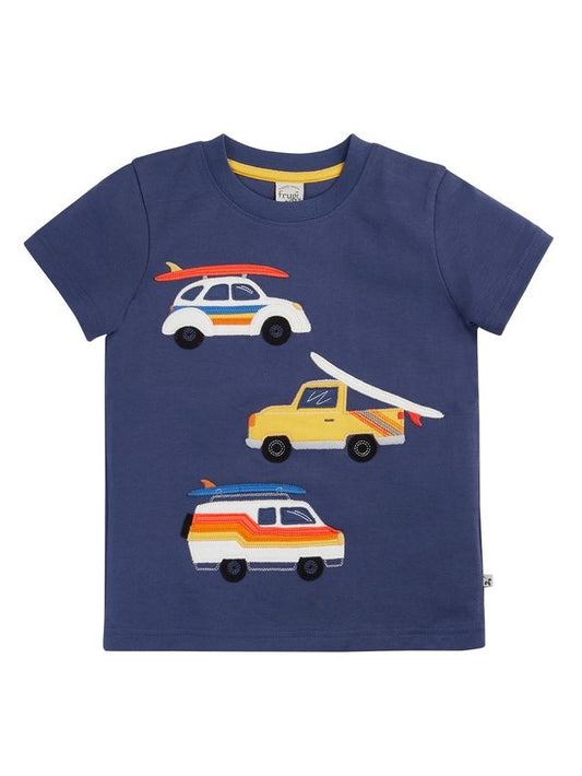 FRUGI CARSEN CIRCULAR T-SHIRT NAVY BLUE/VEHICLES