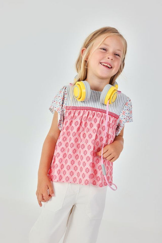 Boboli Poplin blouse combined for girl