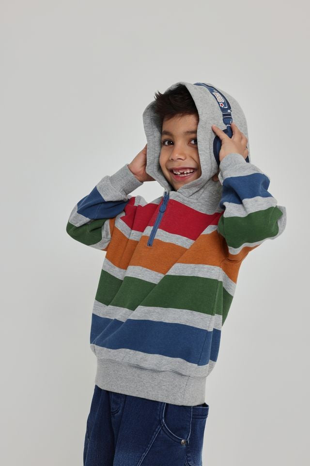 Boboli Boy Striped Fleece Sweatshirt