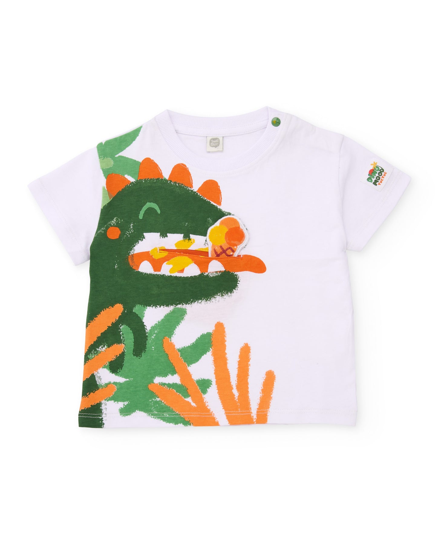 Tuc Tuc BOY White t-shirt with interactive dinosaur design