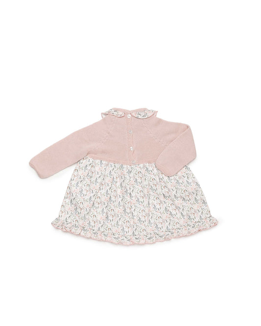 JULIANA DRESS WITH KNITTED BODICE AND SPRIG-PRINT FABRIC SKIRT  ROSA PALO