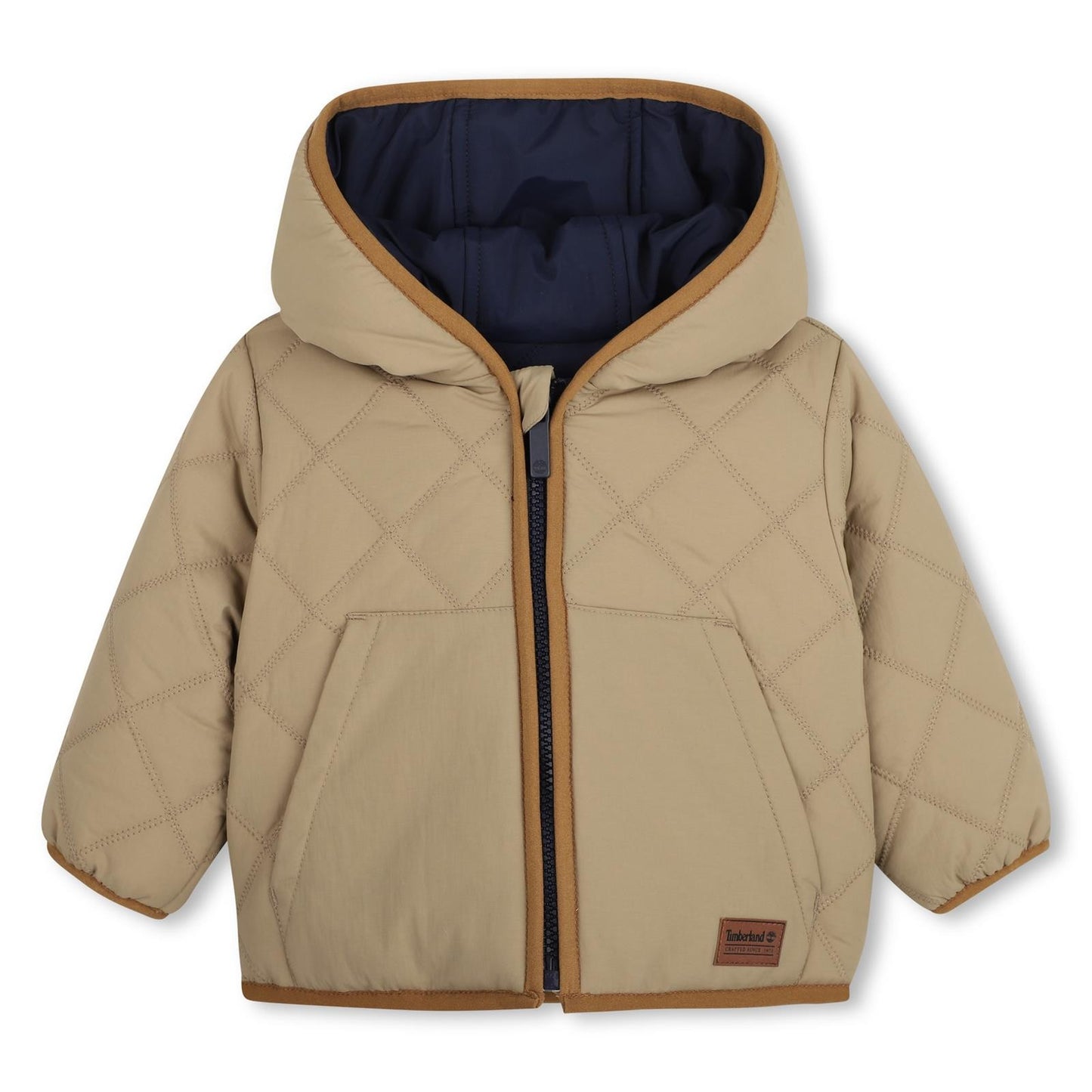 TIMBERLAND REVERSIBLE PUFFER JACKET in NAVY & BEIGE