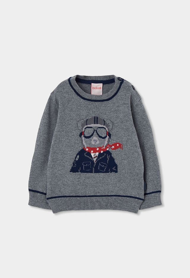 Boboli Boy Grey Knit Pullover
