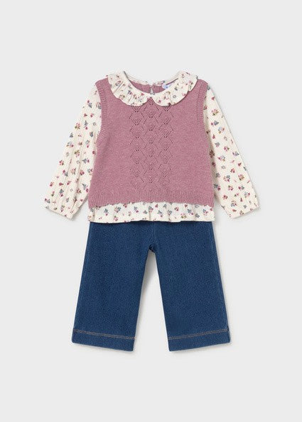 Mayoral Attached vest pants set      violet mix