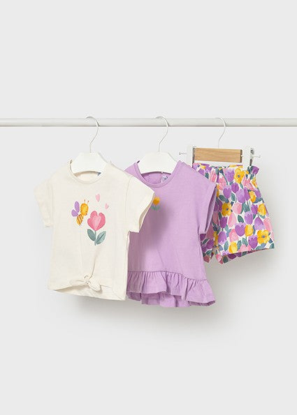 Mayoral Baby Girl Lilac 3-pcs short set