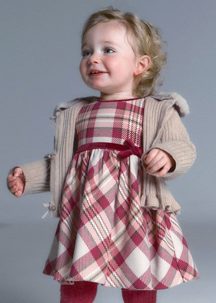 Mayoral Plaid Dress Raspberry