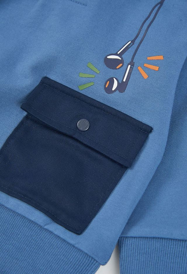 Boboli Boy Blue Fleece Hoodie