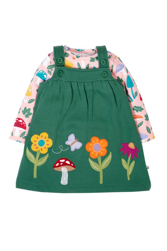 FRUGI PIPPA PINAFORE OUTFIT HOLLY GREEN/FUN-GUYS