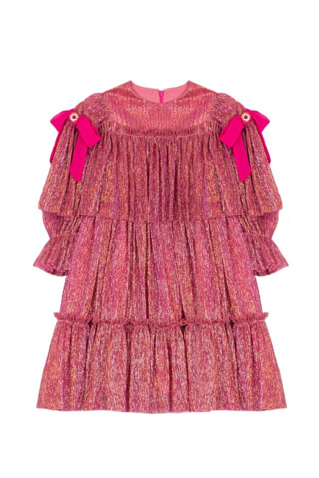 PATACHOU Candy Pink Tulle Dress with Bow details