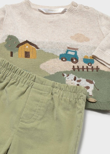 Mayoral Jersey and Long Trousers Set in Green