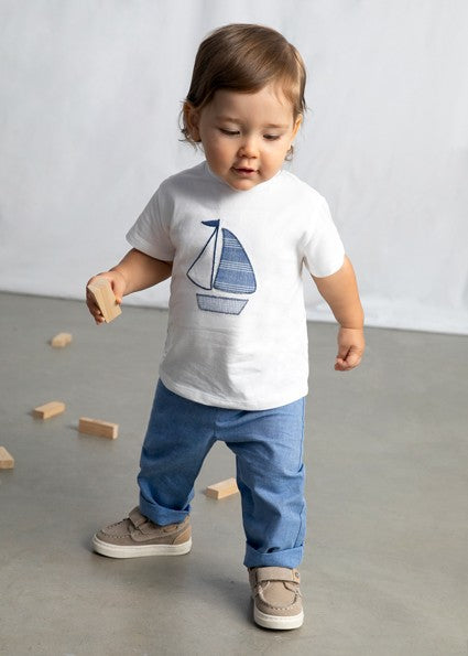 Mayoral Baby Boy Beach White sailboat T-shirt