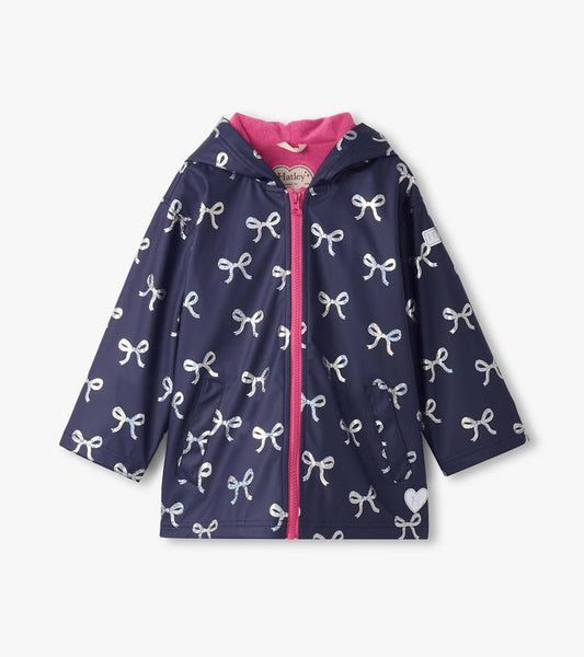 Hatley Girl Foil Bows Rain Jacket, perfect Outerwear
