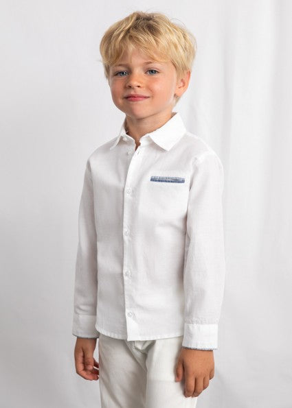 Mayoral Boy Linen White Shirt