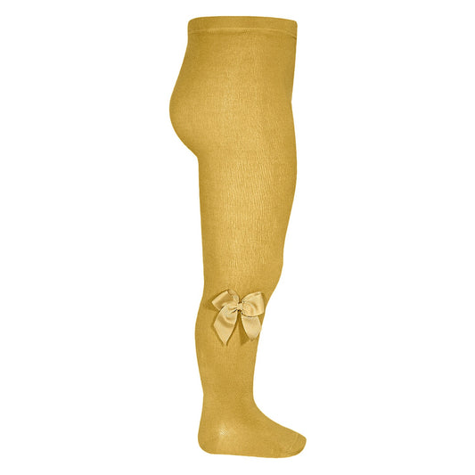 Condor Cotton tights with side grosgrain bow - 629                                 Mustard