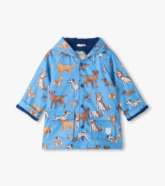 Hatley Blue Little Pups Snap Rain Coat