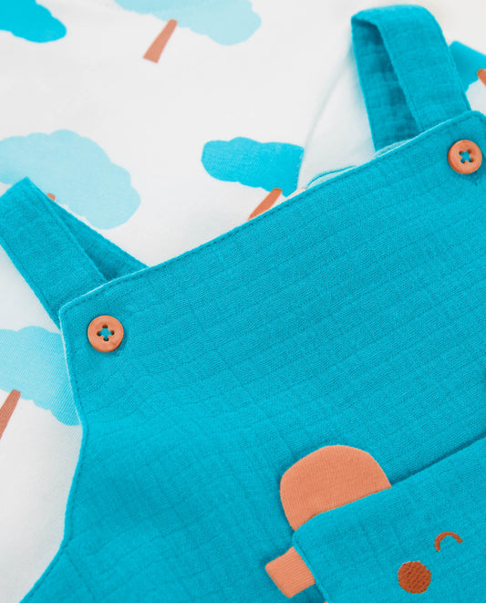 Tuc Tuc BABY BOY Turquoise romper with white printed t-shirt