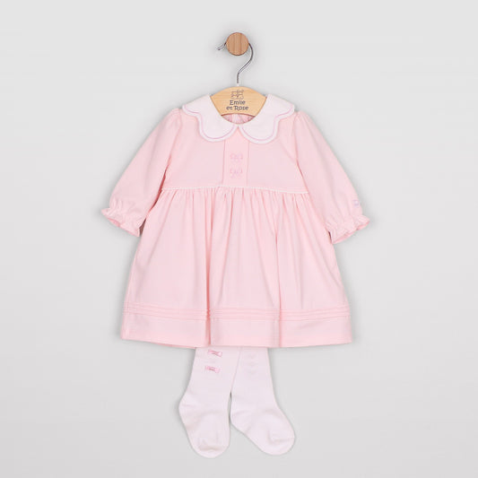 Emile et Rose Maggie Pale Pink Jersey Dress With Matching Tights