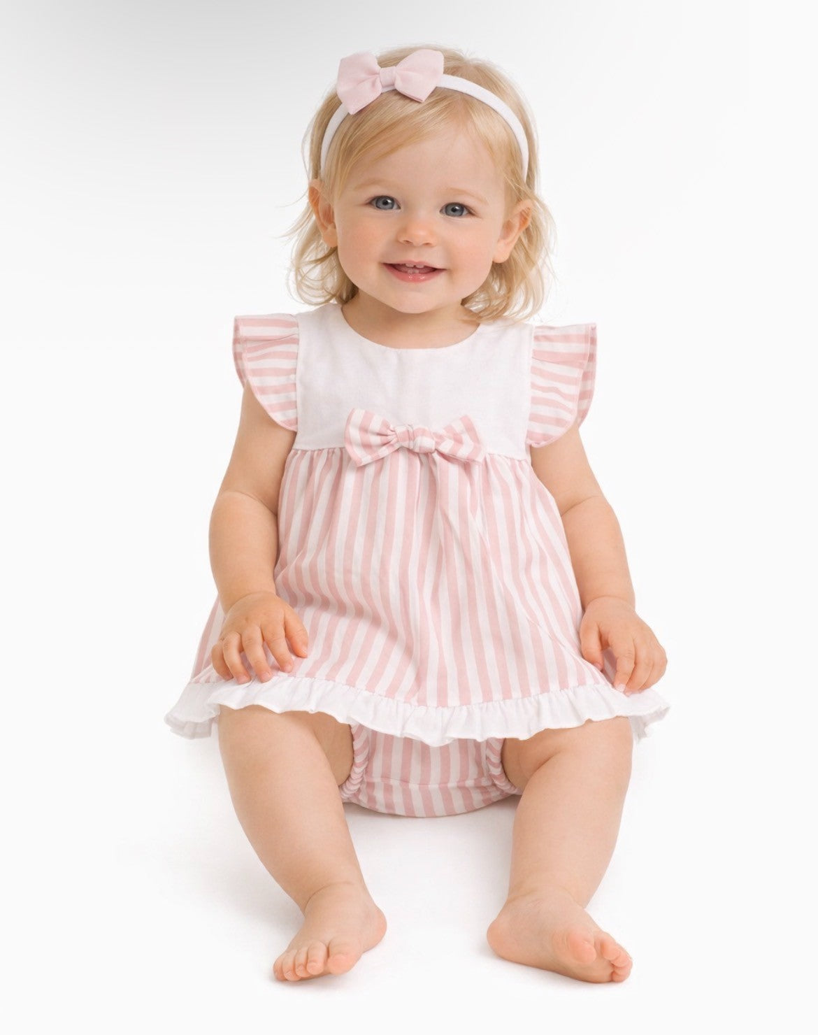 Juliana baby striped dress with bloomers