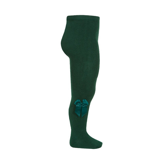 Condor Cotton tights with side grosgrain bow - 780                                  Bottle Green