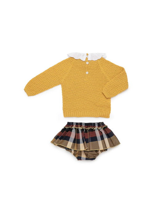 JULIANA 2 PC BABY SET - Knit top and Skort  Mustard