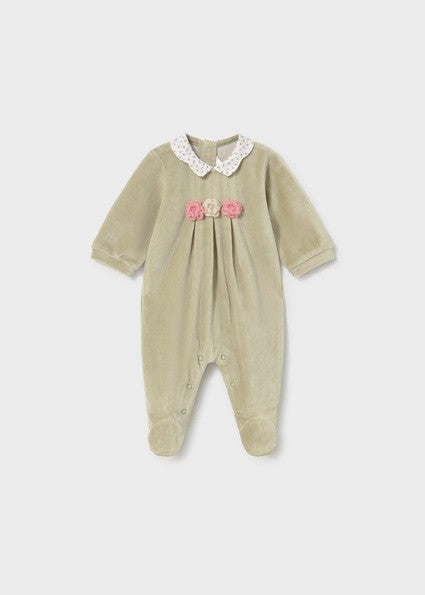 Mayoral velour collar romper set