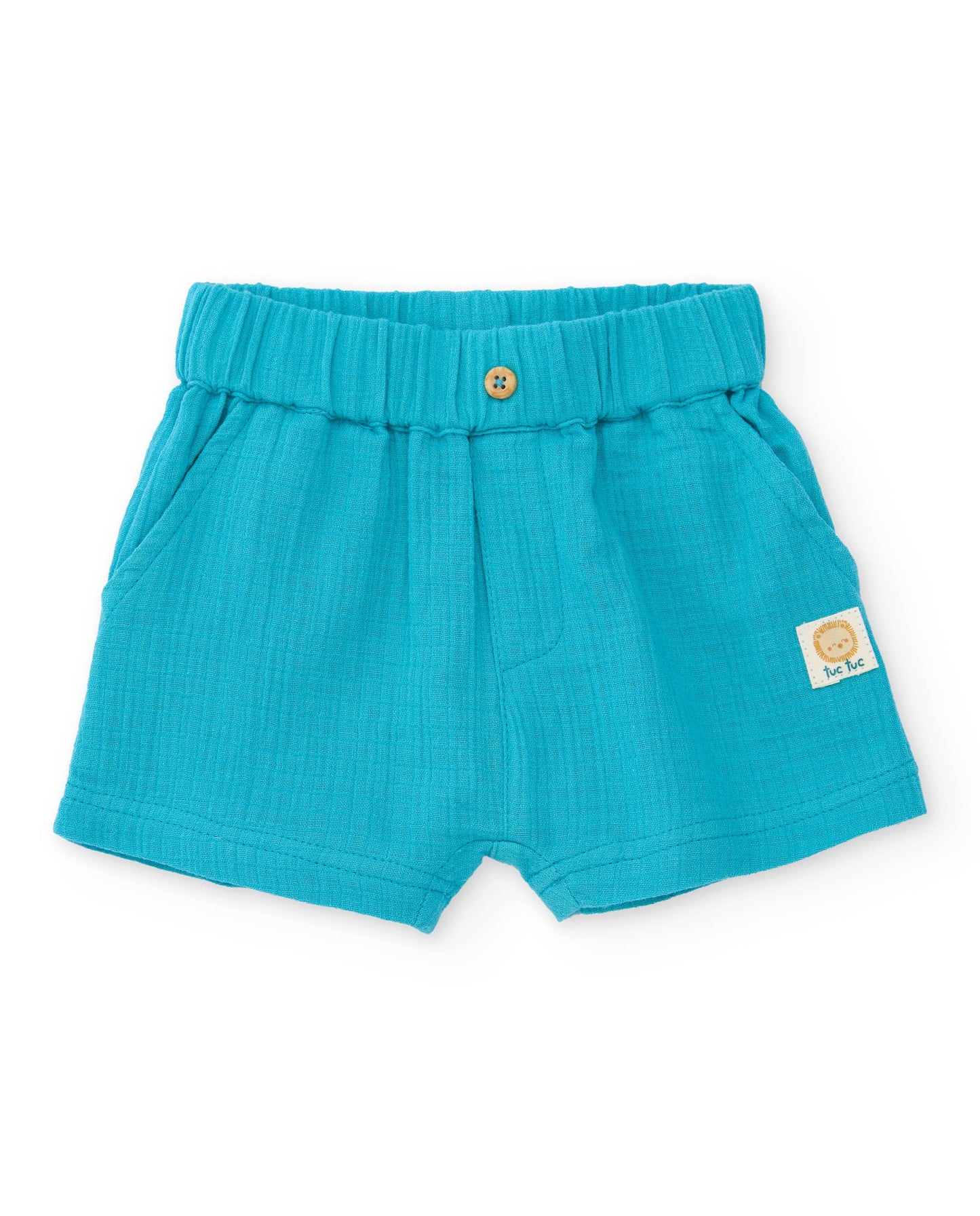Tuc Tuc BABY BOY White linen shirt with safari print and turquoise linen shorts
