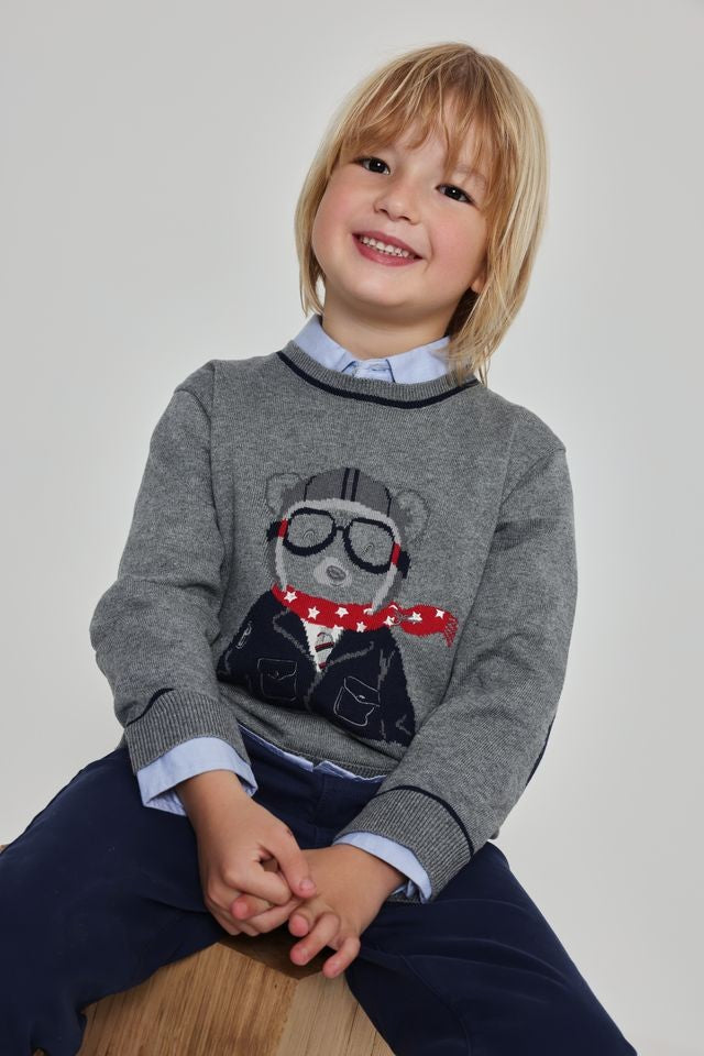 Boboli Boy Grey Knit Pullover