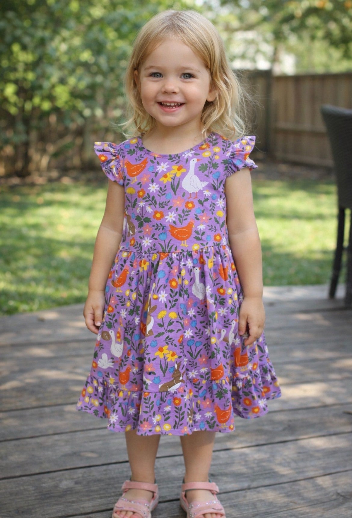 FRUGI OLIVIA SKATER DRESS LUPIN MEADOW PLAY